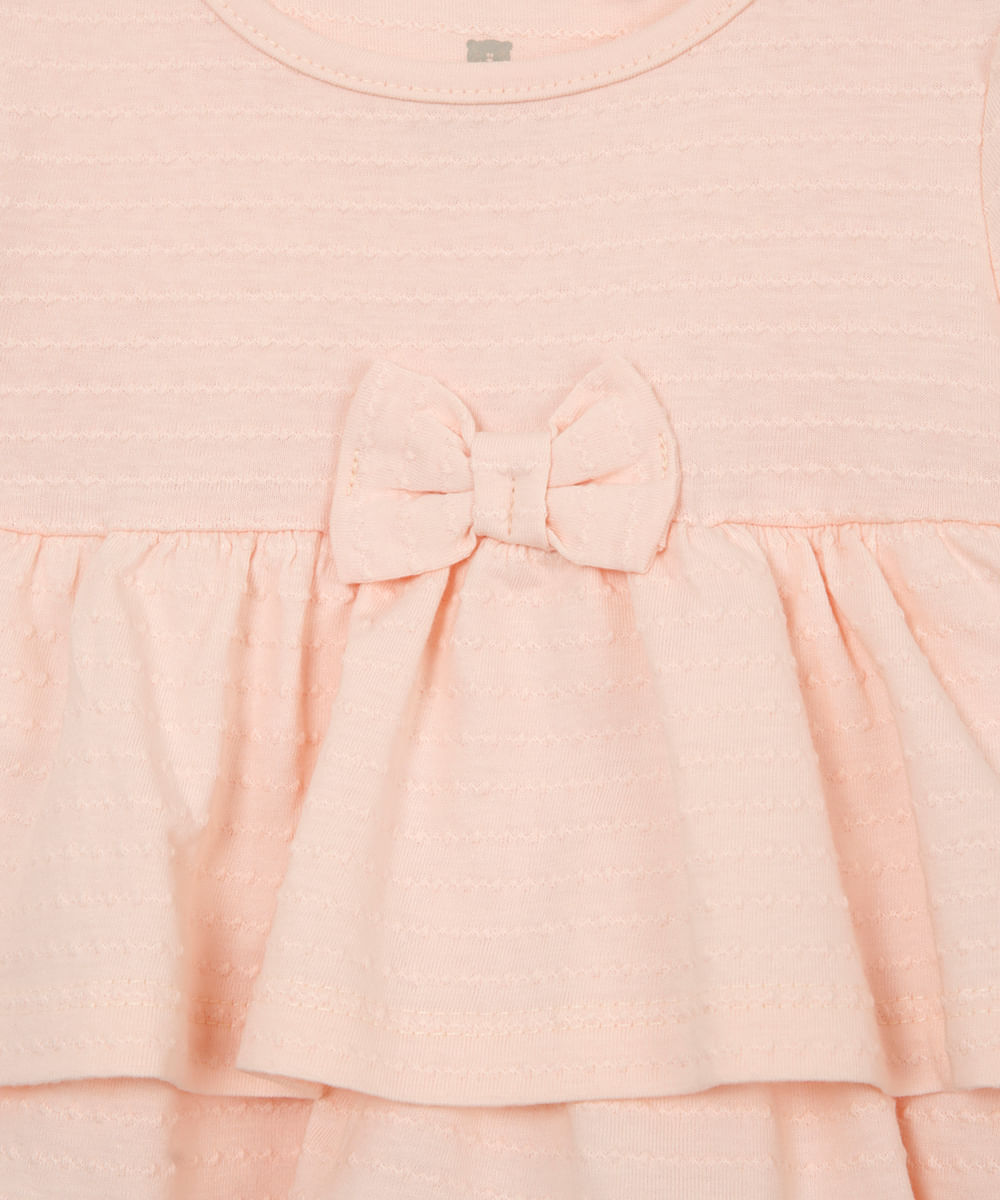 body com saia infantil babados rosa
