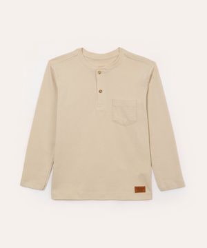 camiseta infantil gola portuguesa bege