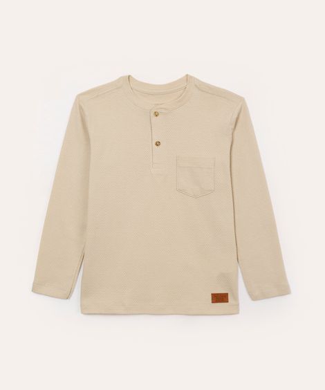 camiseta infantil gola portuguesa bege
