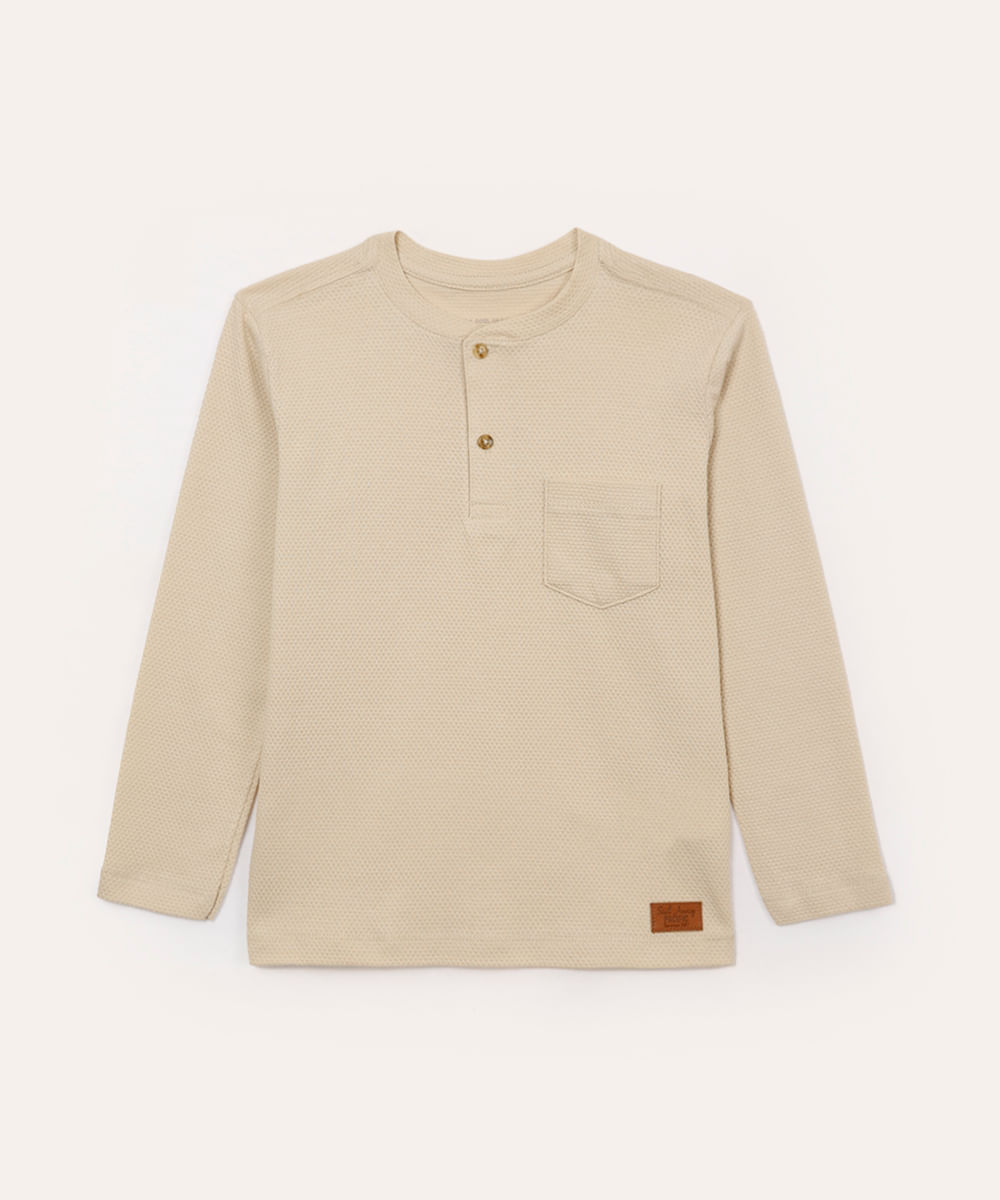 camiseta infantil gola portuguesa bege