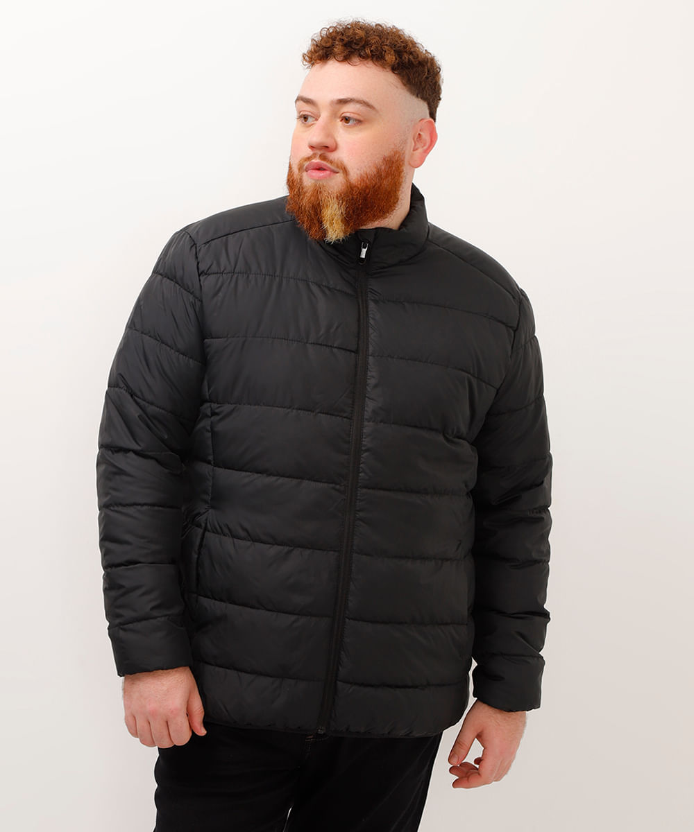 jaqueta puffer plus size preto