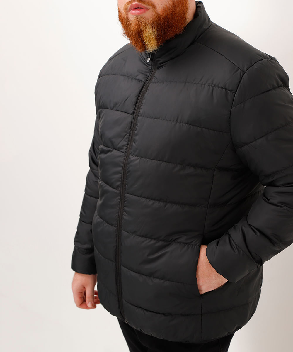 jaqueta puffer plus size preto