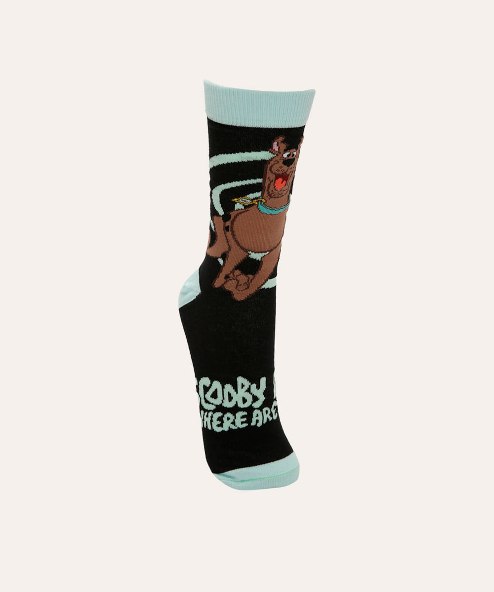 meia cano longo scooby doo preto