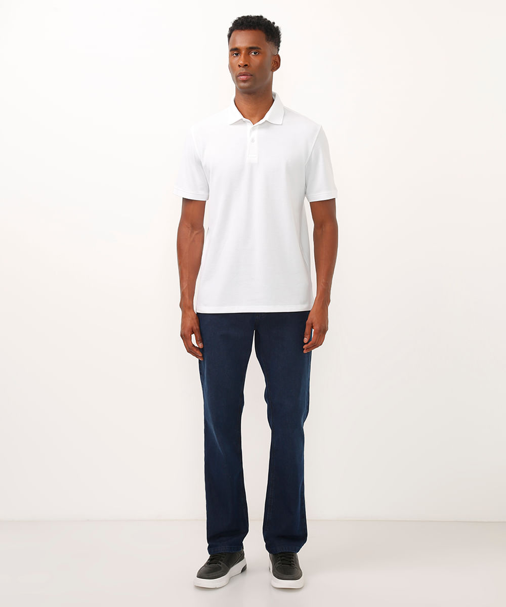 polo de algodão básica manga curta branco