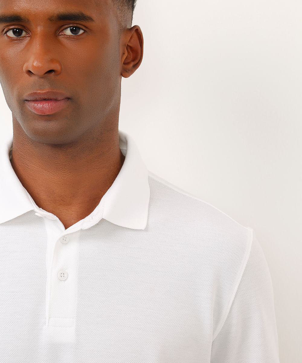 polo de algodão básica manga curta branco