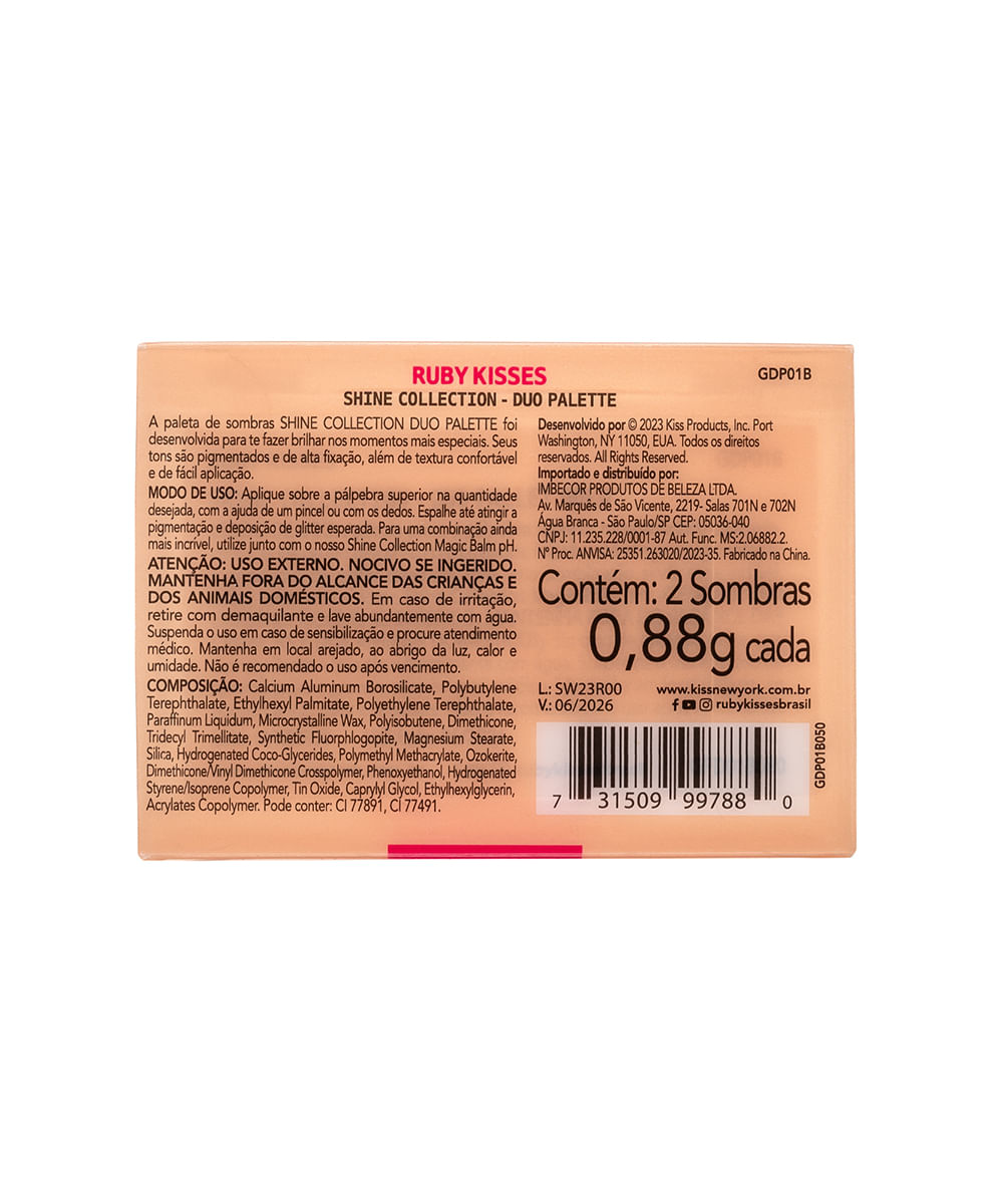 ruby kisses shine collection duo palette gold