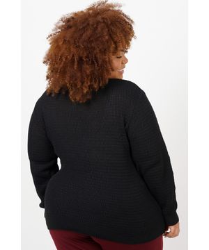 Blusa tricot detalhe  bolinhas plus size preto