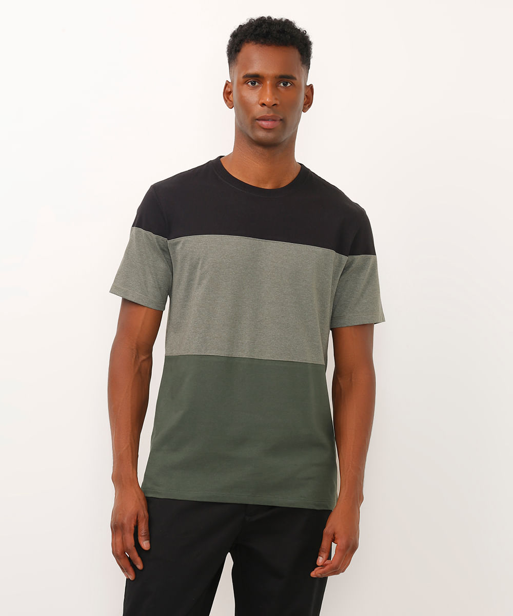 camiseta de algodão com recortes manga curta verde