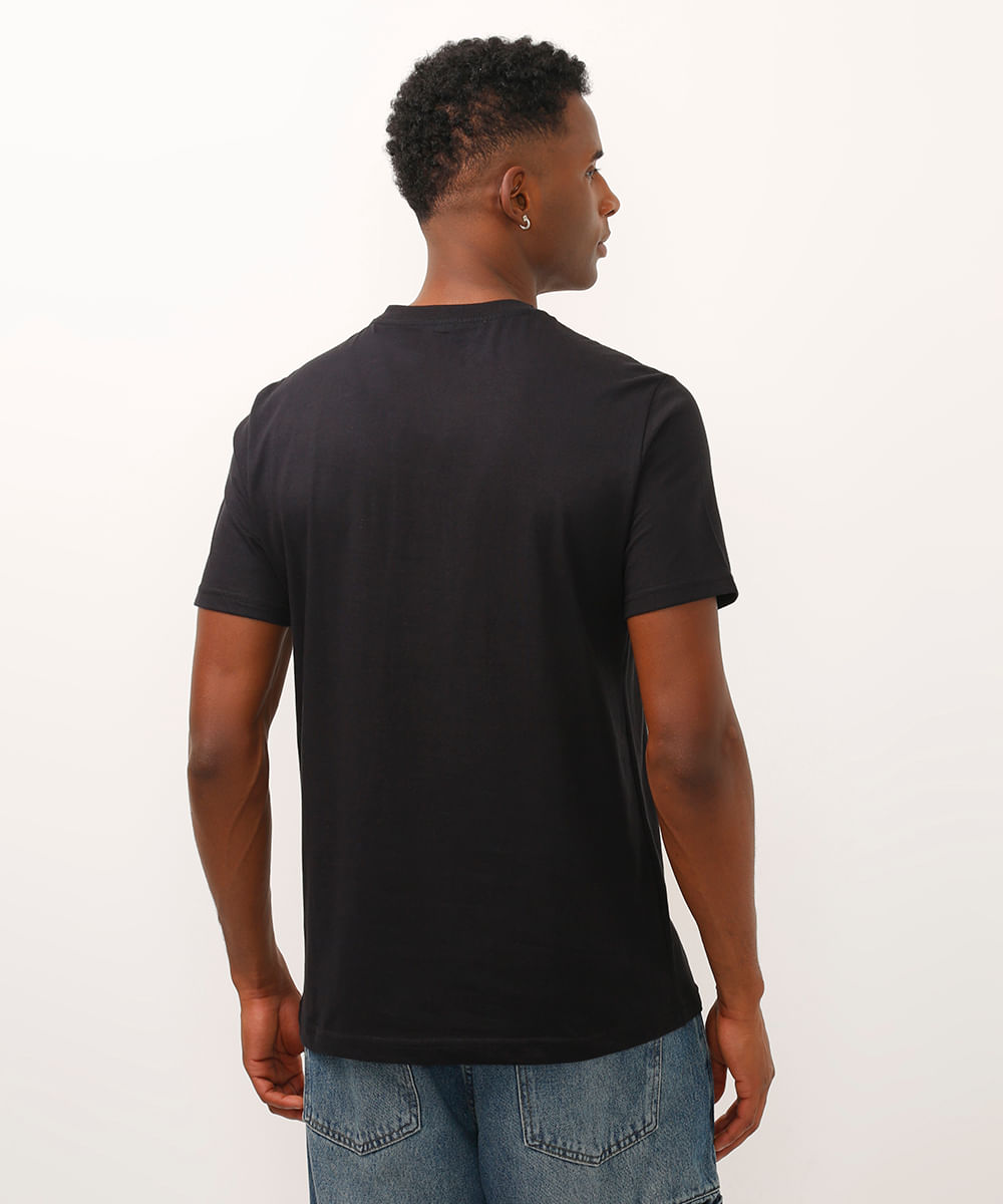 camiseta fit de algodão manga curta homem aranha preta