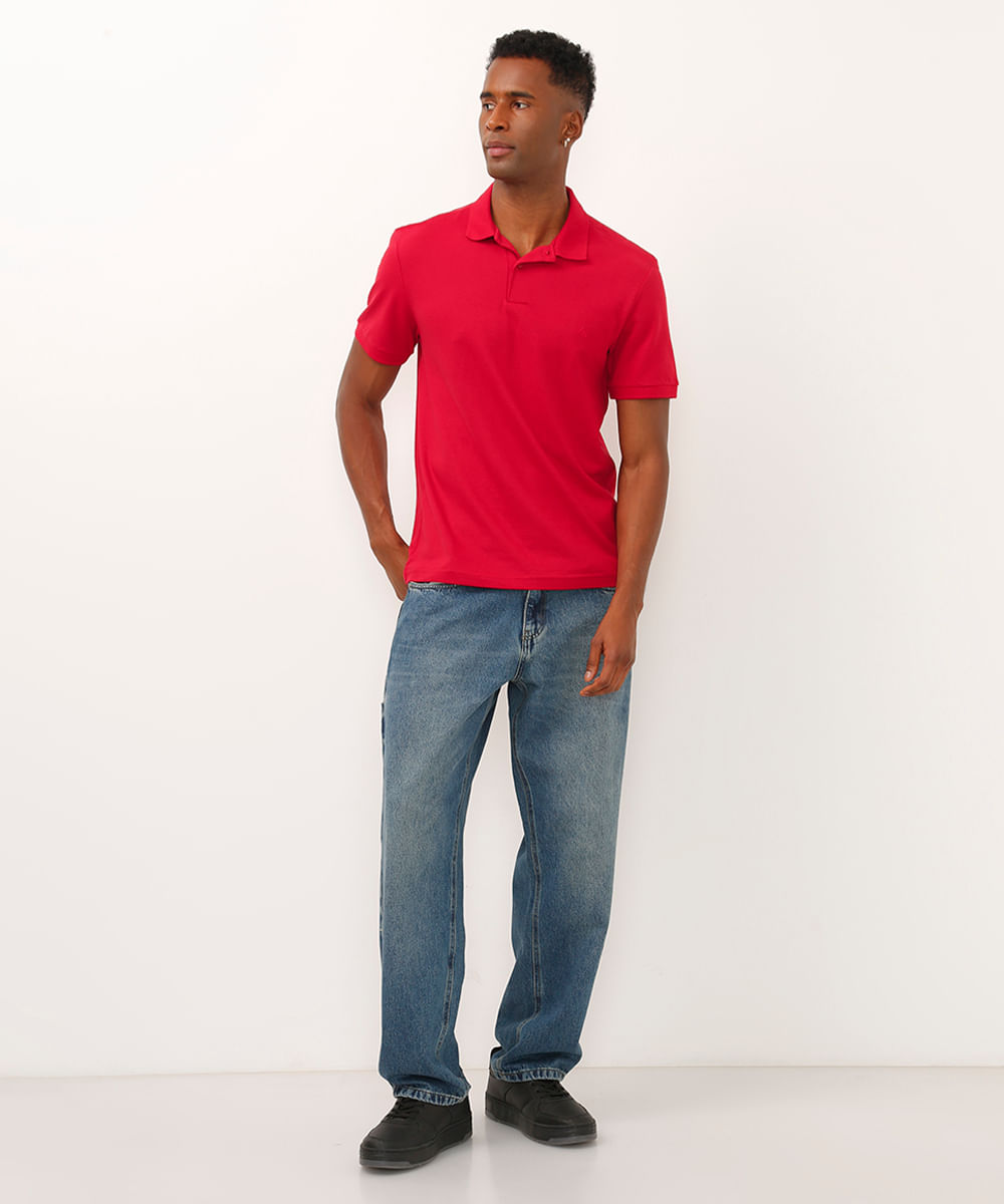 polo básica manga curta - vermelho