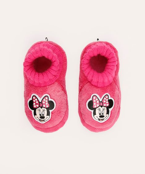 pantufa de pelúcia infantil minnie rosa