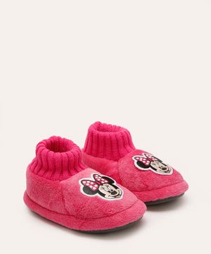 pantufa de pelúcia infantil minnie rosa