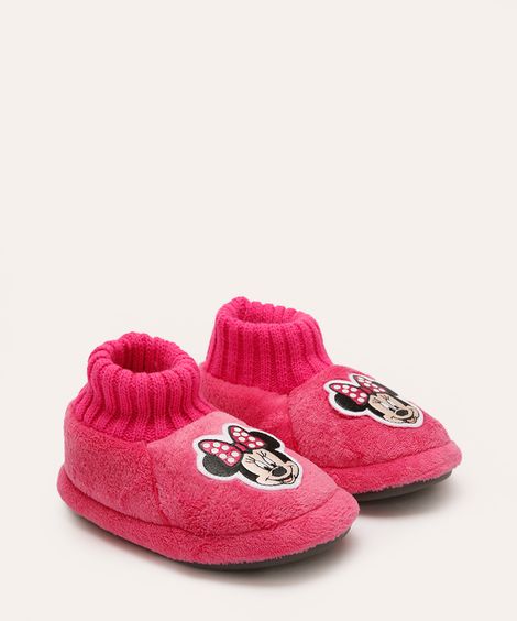 pantufa de pelúcia infantil minnie rosa