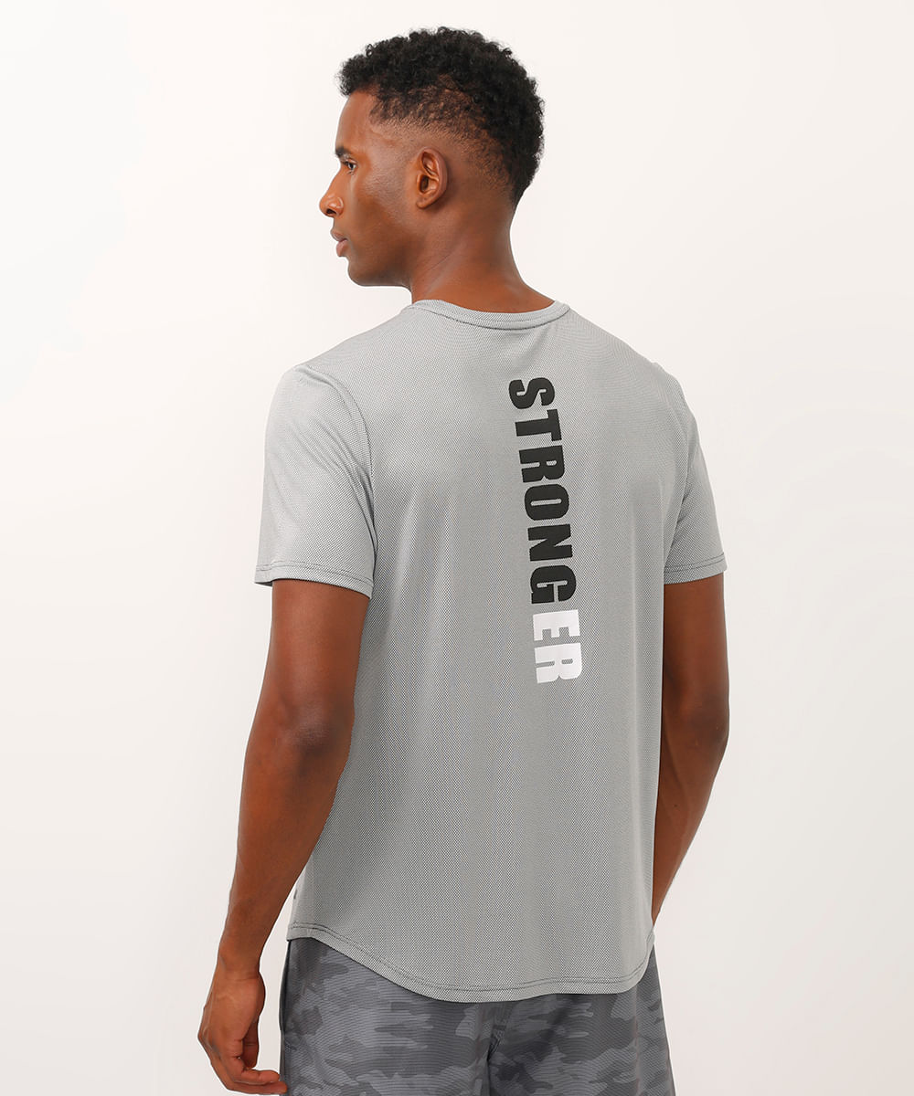 camiseta básica stronger esportiva ace cinza