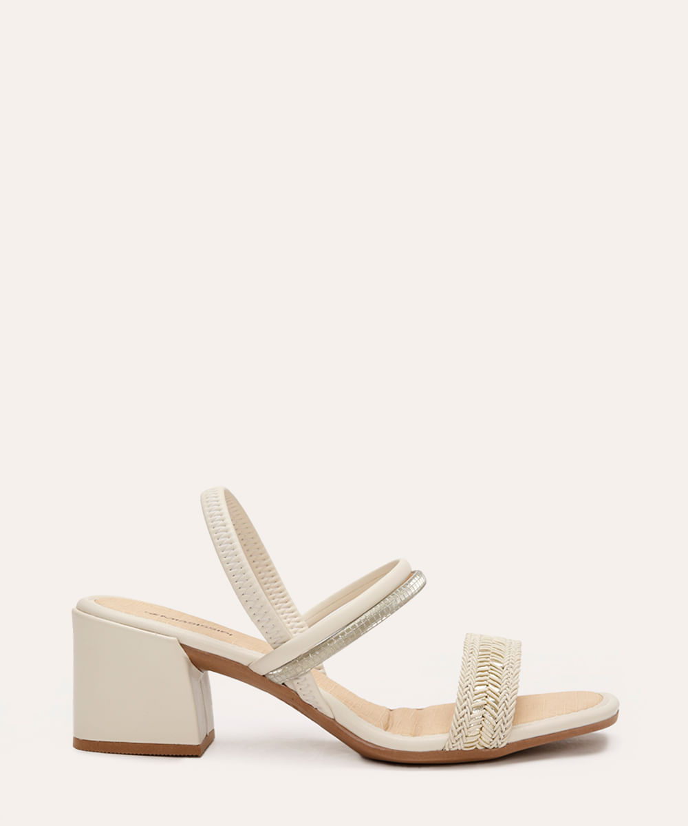 sandália tressê salto baixo bloco mississipi off white