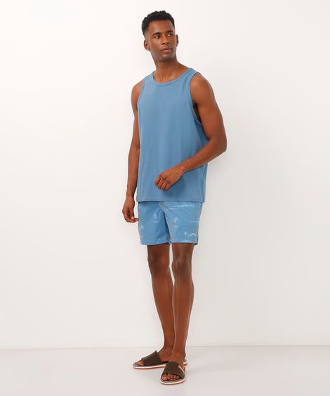 short com bolsos coqueiros azul
