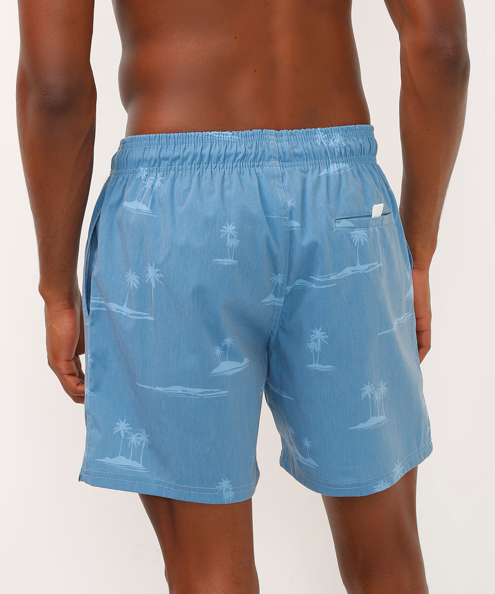 short com bolsos coqueiros azul