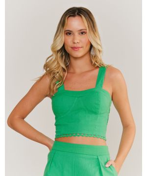 Cropped Renda Barra - Verde