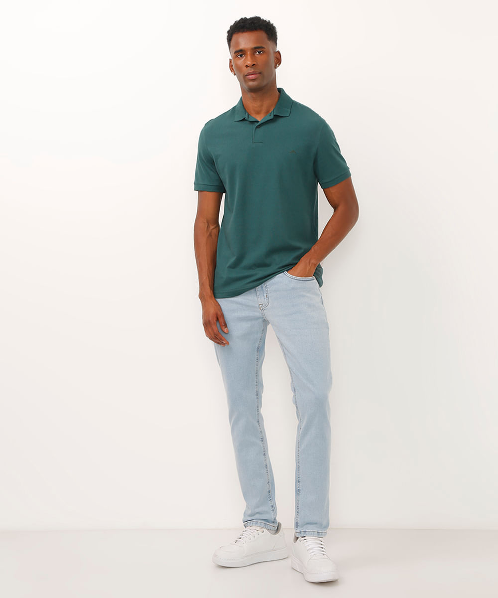 polo básica manga curta - verde escuro