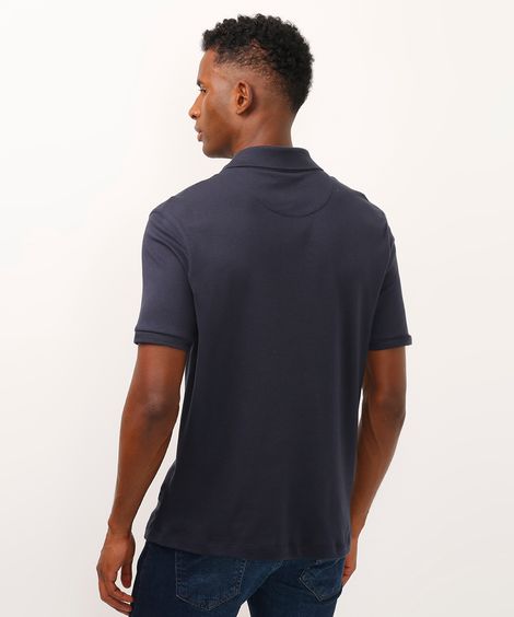polo de algodão manga curta azul marinho