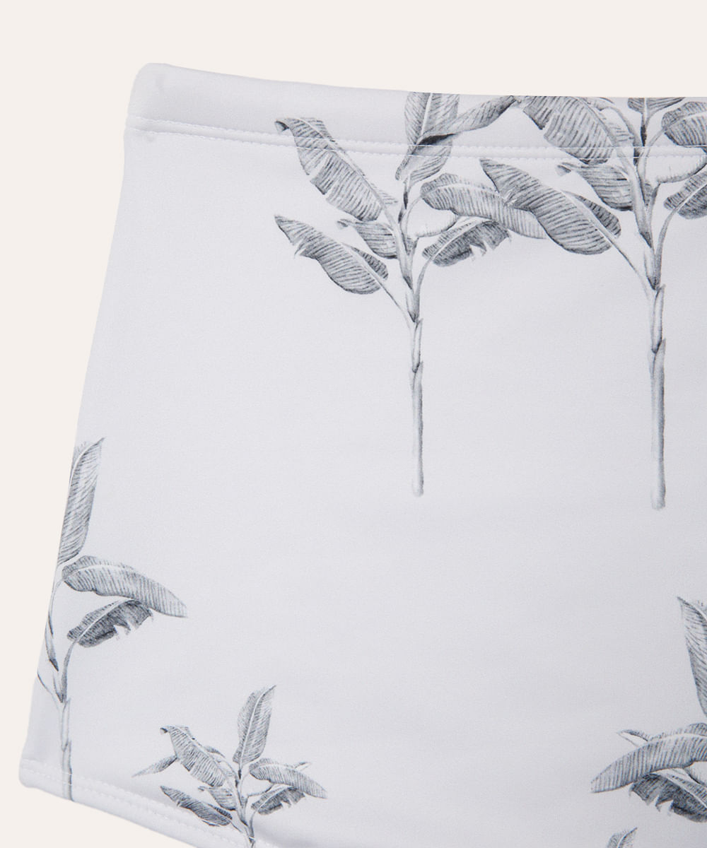 sunga boxer folhagem proteção uv branca