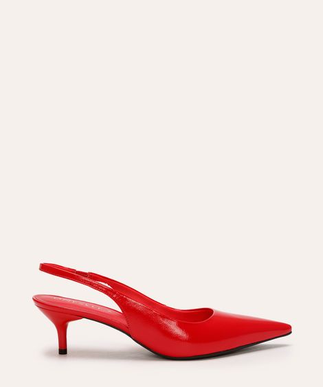 scarpin salto baixo bico fino oneself vermelho