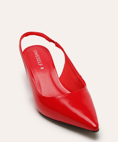 scarpin salto baixo bico fino oneself vermelho