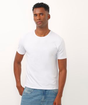 camiseta slim básica manga curta branco