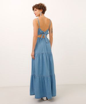 vestido jeans midi três marias azul