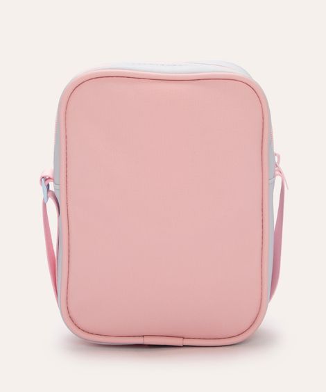 bolsa shoulder stitch com bolso rosa