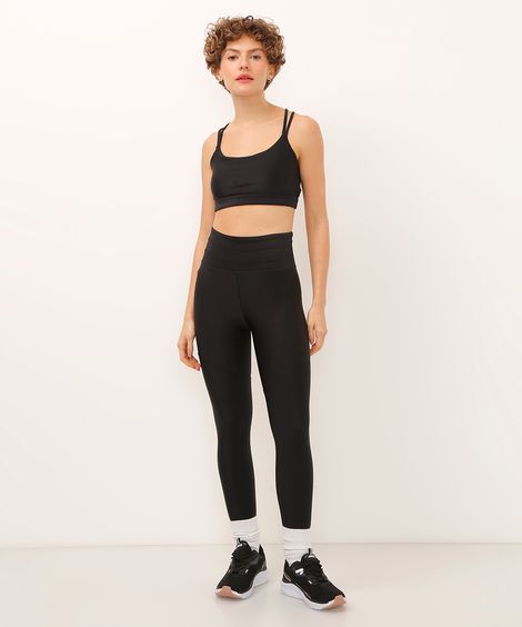 calça legging cós largo esportiva preta
