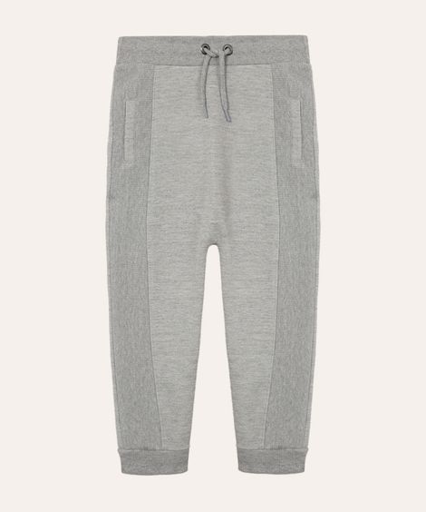 calça de moletom infantil com bolsos cinza mescla