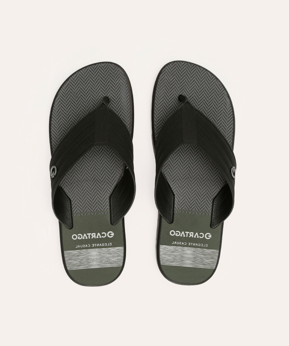 chinelo emborrachado montreal cartago preto - cinza médio