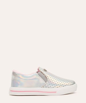 tênis slip on infantil metalizado prateado