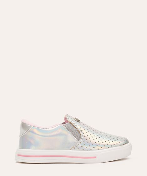 tênis slip on infantil metalizado prateado