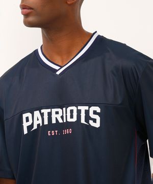 camiseta oversized manga curta nfl patriots azul