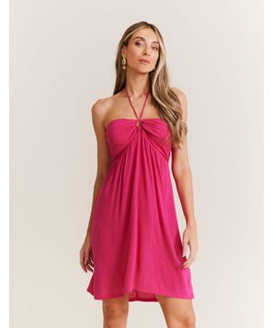 Vestido Curto Detalhe No Busto - Pink