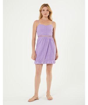 Vestido Curto Laise Detalhe Cintura - Lilas