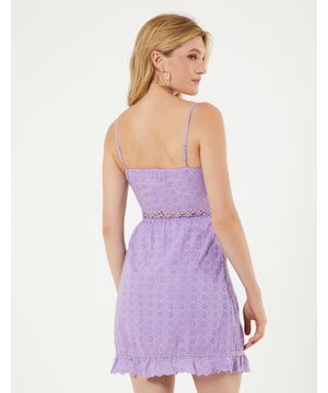 Vestido Curto Laise Detalhe Cintura - Lilas