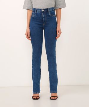 calça jeans flare cintura alta sawary azul