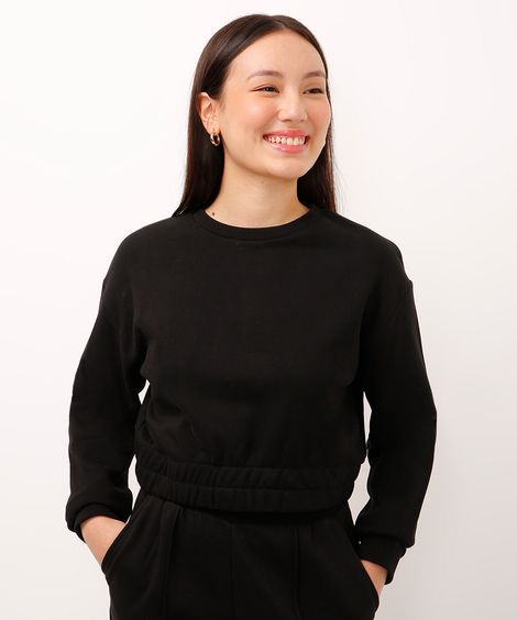 cropped de moletom juvenil preto