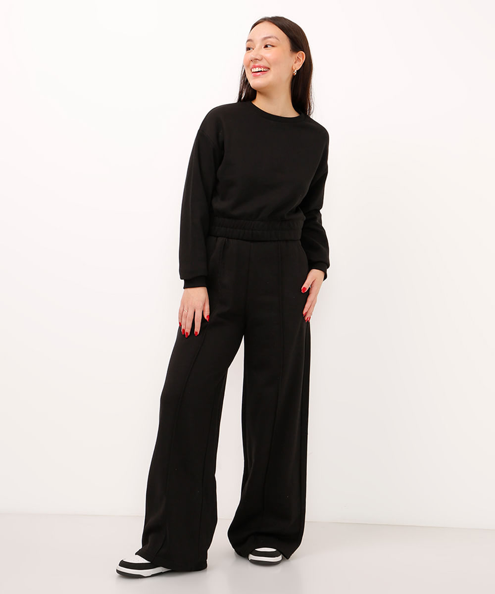 cropped de moletom juvenil preto