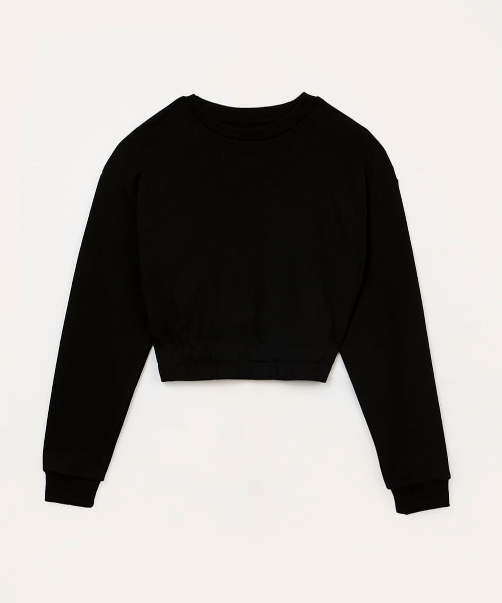 cropped de moletom juvenil preto