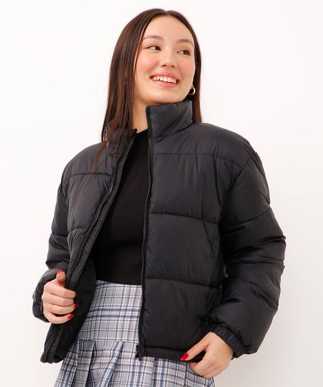 jaqueta puffer juvenil preta