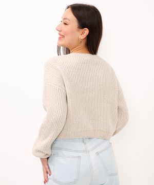 cropped de tricot chenille juvenil bege