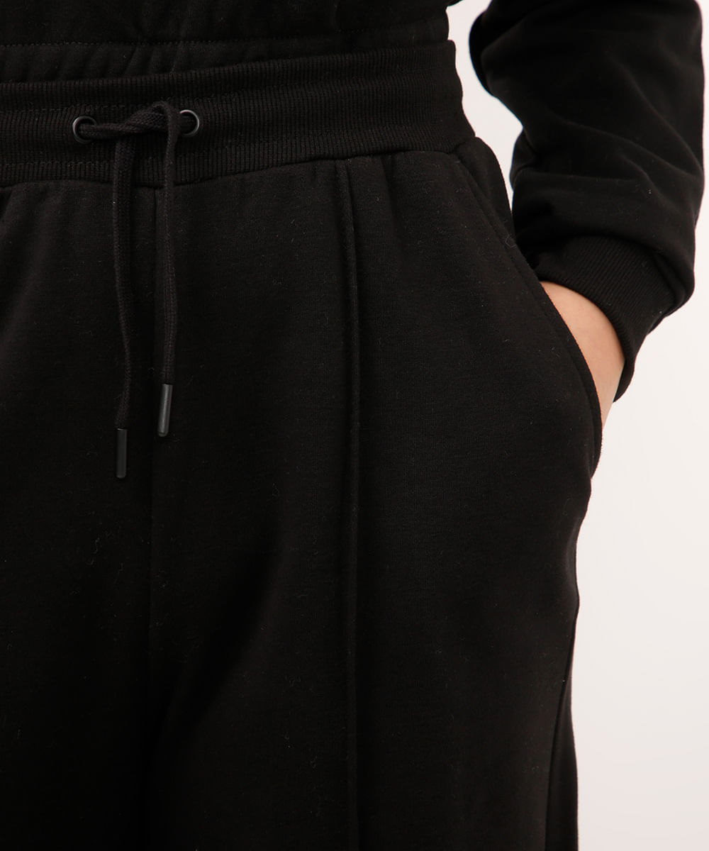 calça de moletom wide leg juvenil preta