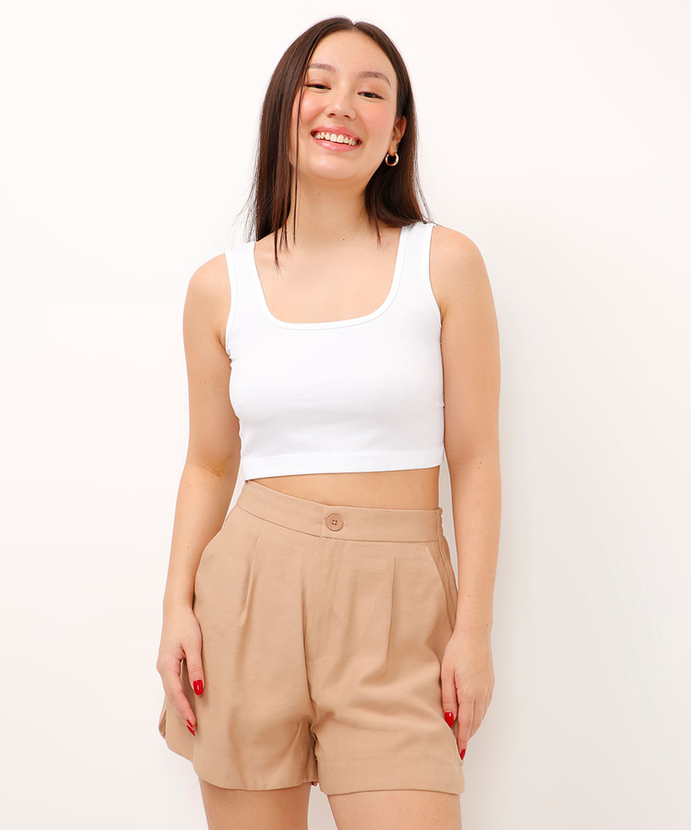 cropped regata juvenil canelado  off white