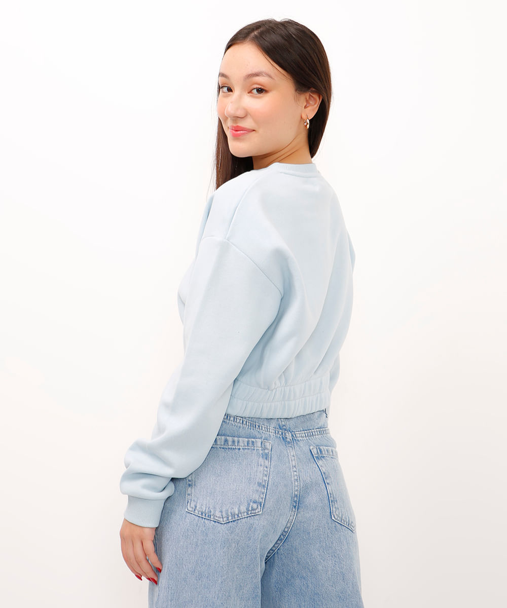cropped de moletom juvenil azul claro