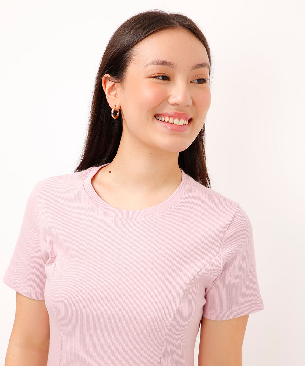vestido de algodão juvenil evasê manga curta rosa