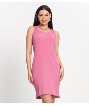 Vestido Ribana Canelada Viscose Kohmar Rosa